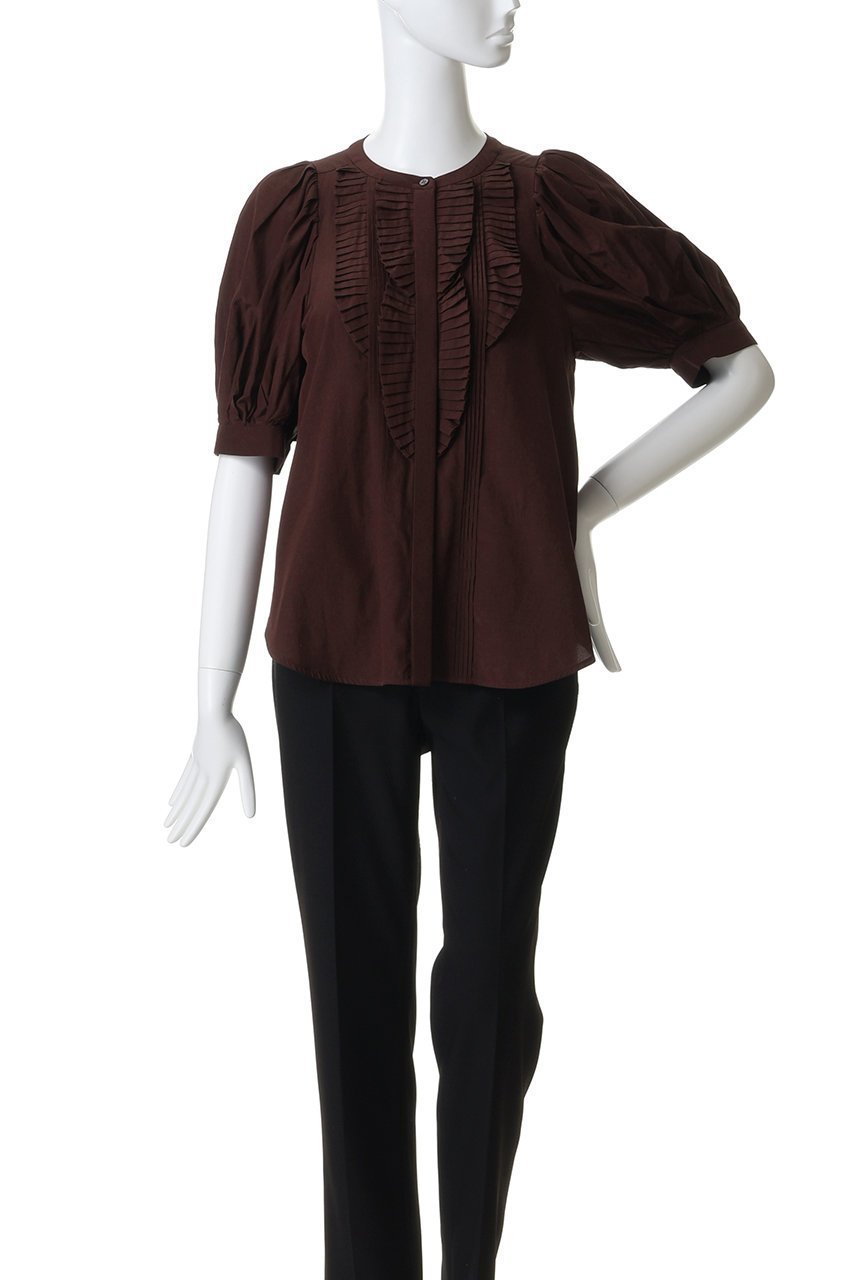 【ランバン オン ブルー/LANVIN en Bleu】のトリアセローンパフスリーブブラウス 人気、トレンドファッション・服の通販 founy(ファニー) ファッション Fashion レディースファッション Fashion for Women トップス・カットソー Cut & Sew Tops シャツ・ブラウス・オフィスカジュアル Elegant Blouses & Button-Ups ショート Short, Short Length スリーブ Sleeve, Long Sleeve / Short Sleeve デニム Denim, Jeans Material フリル Frill, Ruffle フレア Flare, Flared フロント Front, Front Design other-2|ID: prp329100004903523 ipo3291000000036701182