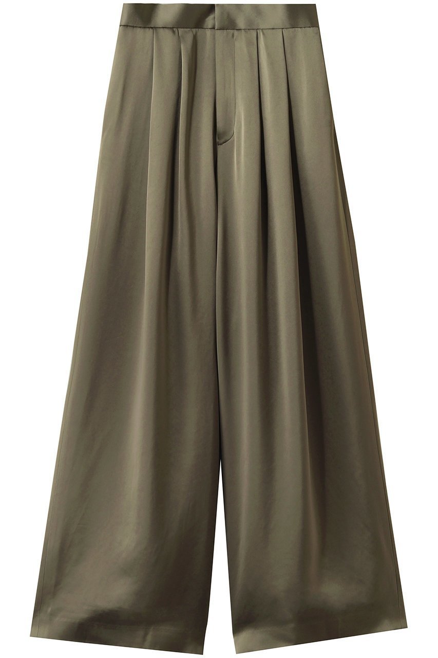 【アルアバイル/allureville】の【Loulou Willoughby】サテンタックパンツ インテリア・キッズ・メンズ・レディースファッション・服の通販 founy(ファニー) ファッション Fashion レディースファッション Fashion for Women パンツ Pants & Trousers サテン Satin, Glossy Fabric ジャケット Jacket, Outerwear ストレート Straight, Straight Cut フロント Front, Front Design リュクス Luxury, Elegant, High-End, Chic ワイド Wide, Wide Fit エレガント 上品 Elegant 再入荷 Restock / Back in Stock カーキ|ID: prp329100004903532 ipo3291000000036701319