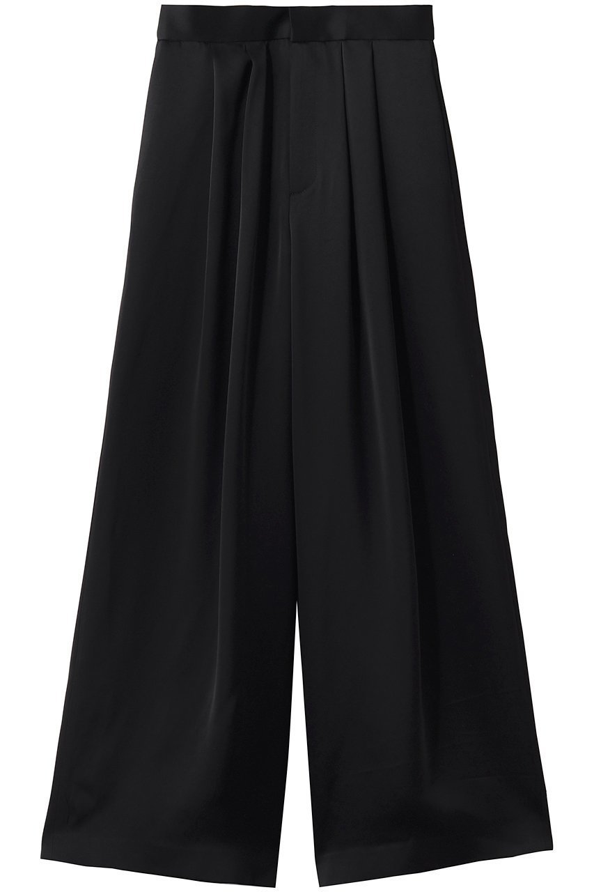 【アルアバイル/allureville】の【Loulou Willoughby】サテンタックパンツ インテリア・キッズ・メンズ・レディースファッション・服の通販 founy(ファニー) ファッション Fashion レディースファッション Fashion for Women パンツ Pants & Trousers サテン Satin, Glossy Fabric ジャケット Jacket, Outerwear ストレート Straight, Straight Cut フロント Front, Front Design リュクス Luxury, Elegant, High-End, Chic ワイド Wide, Wide Fit エレガント 上品 Elegant 再入荷 Restock / Back in Stock ブラック|ID: prp329100004903532 ipo3291000000036701321