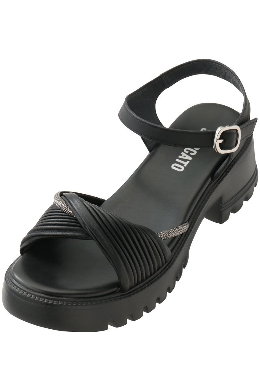 【スタッカート/STACCATO】のクレープツイストタンクソールサンダル インテリア・キッズ・メンズ・レディースファッション・服の通販 founy(ファニー) 　ファッション　Fashion　レディースファッション　Fashion for Women　エレガント 上品　Elegant　サンダル　Sandals, Summer Shoes　ツイスト　Tweed, Tweed Fabric　新作・新入荷　New Arrivals / New In　旅行　Travel　軽量　Lightweight, Ultra Light　ブラック|ID: prp329100004903582 ipo3291000000036701783