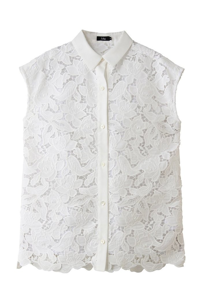 【エムフィル/M Fil】のフラワーレース フレンチスリーブシャツ インテリア・キッズ・メンズ・レディースファッション・服の通販 founy(ファニー) https://founy.com/ ファッション Fashion レディースファッション Fashion for Women トップス・カットソー Cut & Sew Tops キャミソール&ノースリーブ Camisoles & Sleeveless Tops シャツ・ブラウス・オフィスカジュアル Elegant Blouses & Button-Ups エレガント 上品 Elegant ケミカル Chemical, Chemical Wash スリーブ Sleeve, Long Sleeve / Short Sleeve ノースリーブ Sleeveless, No-Sleeve バランス Balance, Style Balance フラワー Flower, Floral フレンチ French, French Style モチーフ Motif, Design Theme レース Lace, Lace Fabric |ID: prp329100004903604 ipo3291000000036702047