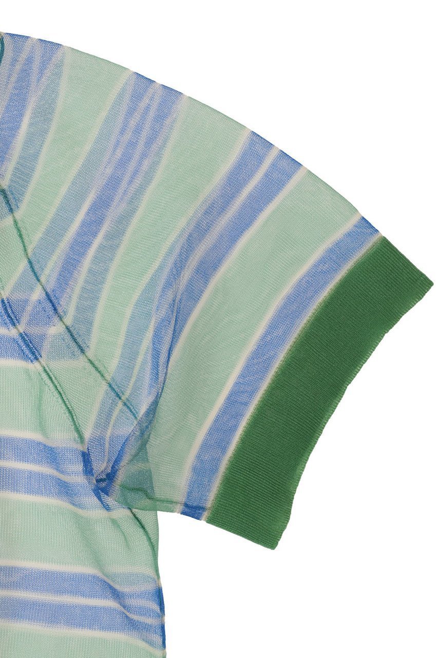 【マルティニーク/martinique】の【l heritage martinique】シアーボーダープルオーバー 人気、トレンドファッション・服の通販 founy(ファニー) 　ファッション　Fashion　レディースファッション　Fashion for Women　トップス・カットソー　Cut & Sew Tops　ニット　Knit Tops & Sweaters　カジュアルプルオーバー・ニットトップス　Pullovers & Knit Tops / Casual Pullovers　おすすめ　Recommended / Our Picks　インナー　Innerwear　シアー　Sheer, See-Through　ストライプ　Stripe, Striped Pattern　チェック　Check, Plaid, Tartan　パターン　Pattern, Design Print　ベーシック　Basic, Essential　ボーダー　Border, Stripe　エレガント 上品　Elegant　半袖　Short Sleeve, Half Sleeve　新作・新入荷　New Arrivals / New In　other-4|ID: prp329100004903676 ipo3291000000036702980