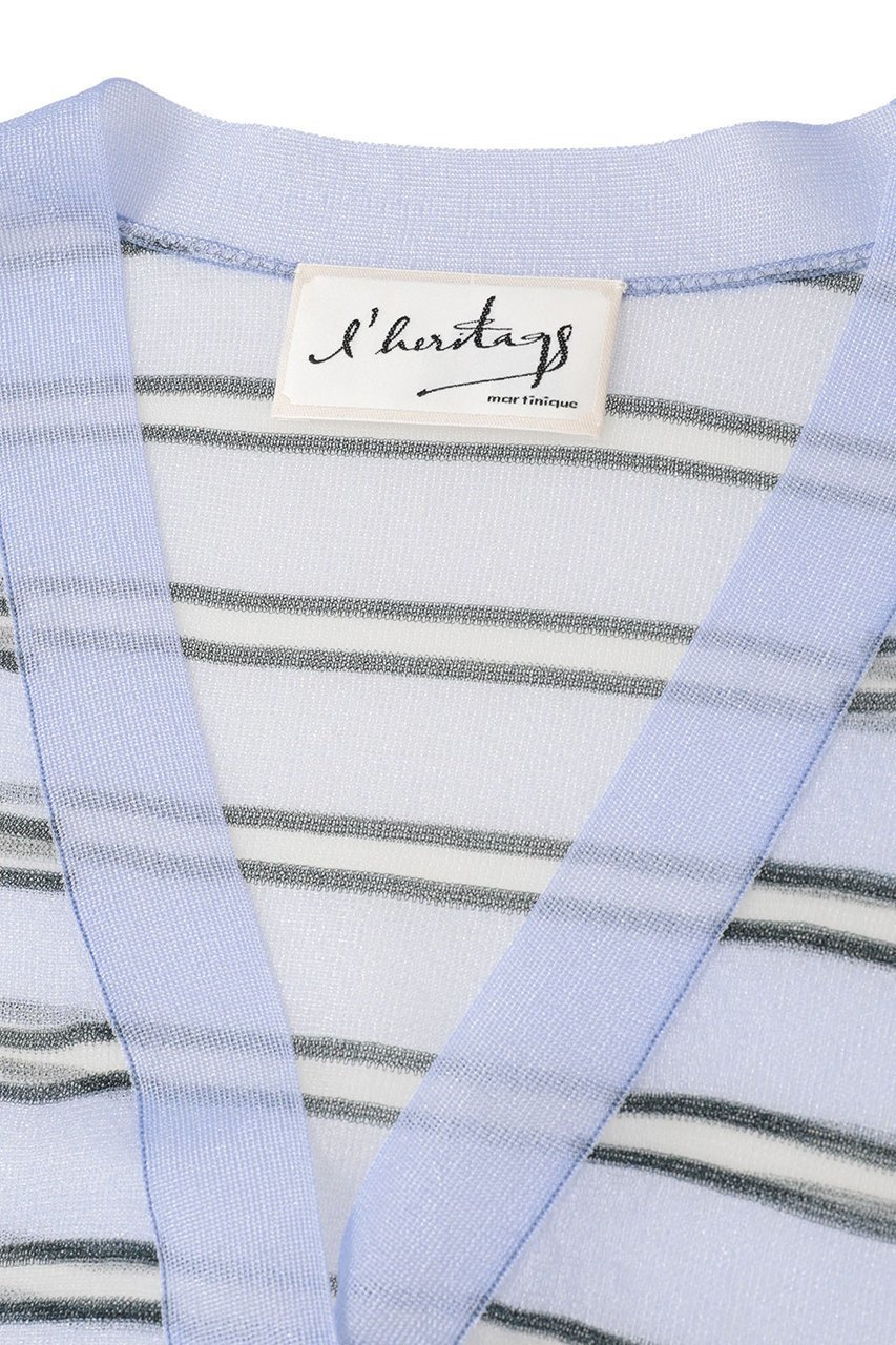 【マルティニーク/martinique】の【l heritage martinique】シアーボーダーカーディガン 人気、トレンドファッション・服の通販 founy(ファニー) 　ファッション　Fashion　レディースファッション　Fashion for Women　トップス・カットソー　Cut & Sew Tops　ニット　Knit Tops & Sweaters　カーディガン・羽織り　Layered Style Cardigans　おすすめ　Recommended / Our Picks　カーディガン　Cardigan, Knitwear　シアー　Sheer, See-Through　ストライプ　Stripe, Striped Pattern　チェック　Check, Plaid, Tartan　パターン　Pattern, Design Print　ボーダー　Border, Stripe　夏　Summer　新作・新入荷　New Arrivals / New In　春　Spring　S/S・春夏　SS, Spring/Summer, Warm Season　other-3|ID: prp329100004903679 ipo3291000000036732371