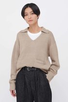 【マーガレットハウエル/MARGARET HOWELL】のCONTRAST COTTON LINEN KNITWEAR 人気、トレンドファッション・服の通販 founy(ファニー) ファッション Fashion レディースファッション Fashion for Women トップス・カットソー Cut & Sew Tops ニット Knit Tops & Sweaters カジュアルプルオーバー・ニットトップス Pullovers & Knit Tops / Casual Pullovers シンプル Simple, Minimal スキッパー Skipper, Open Collar バランス Balance, Style Balance リネン Linen, Linen Fabric ヴィンテージ Vintage Style 新作・新入荷 New Arrivals / New In thumbnail ベージュ|ID: prp329100004903683 ipo3291000000036703024