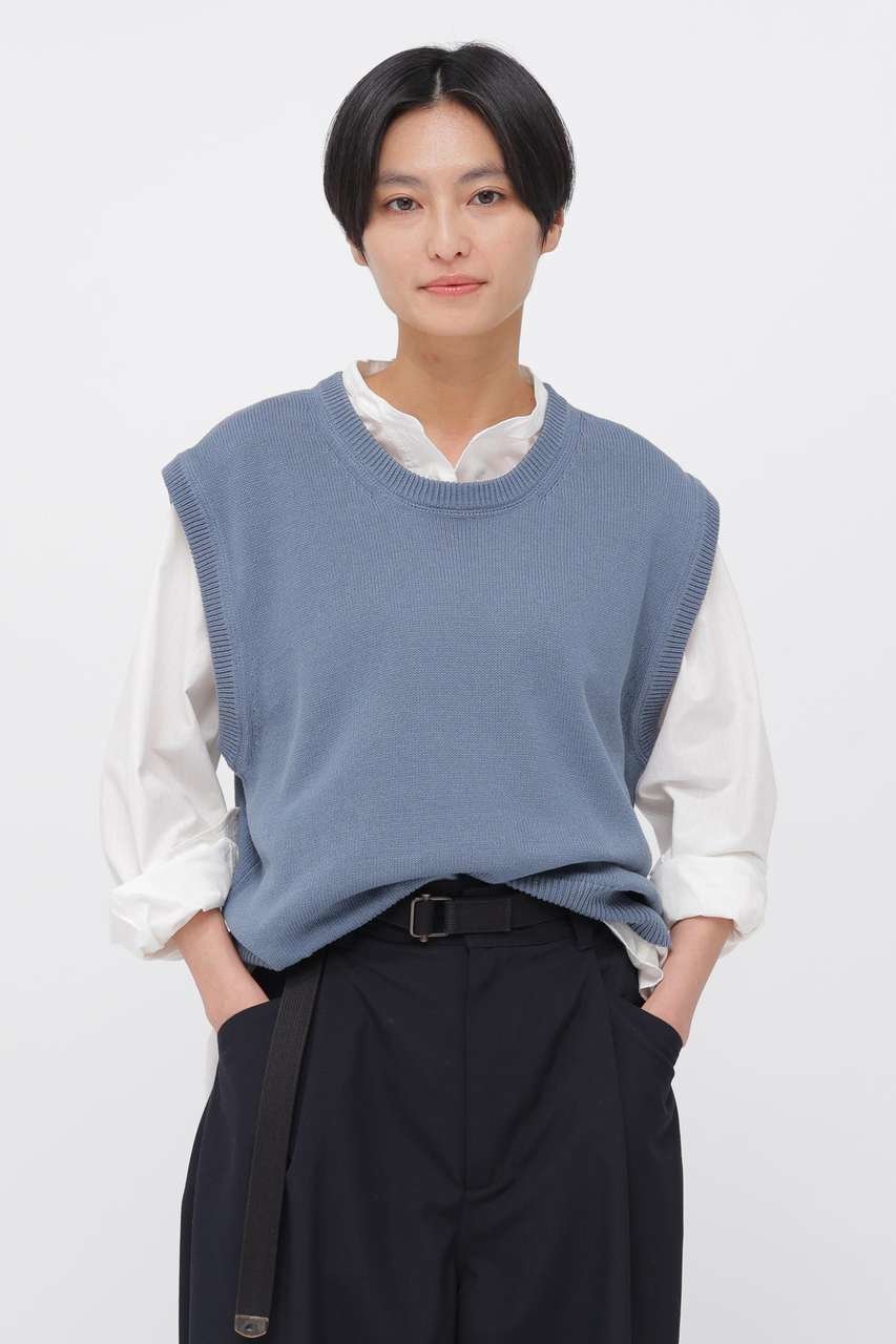 【マーガレットハウエル/MARGARET HOWELL】のBELGIAN LINEN COTTON KNITWEAR インテリア・キッズ・メンズ・レディースファッション・服の通販 founy(ファニー) 　ファッション　Fashion　レディースファッション　Fashion for Women　トップス・カットソー　Cut & Sew Tops　ニット　Knit Tops & Sweaters　カジュアルプルオーバー・ニットトップス　Pullovers & Knit Tops / Casual Pullovers　カットソー　Cut and Sewn Top　シンプル　Simple, Minimal　ベスト　Vest, Waistcoat　リネン　Linen, Linen Fabric　エレガント 上品　Elegant　新作・新入荷　New Arrivals / New In　ブルー|ID: prp329100004903685 ipo3291000000036703043