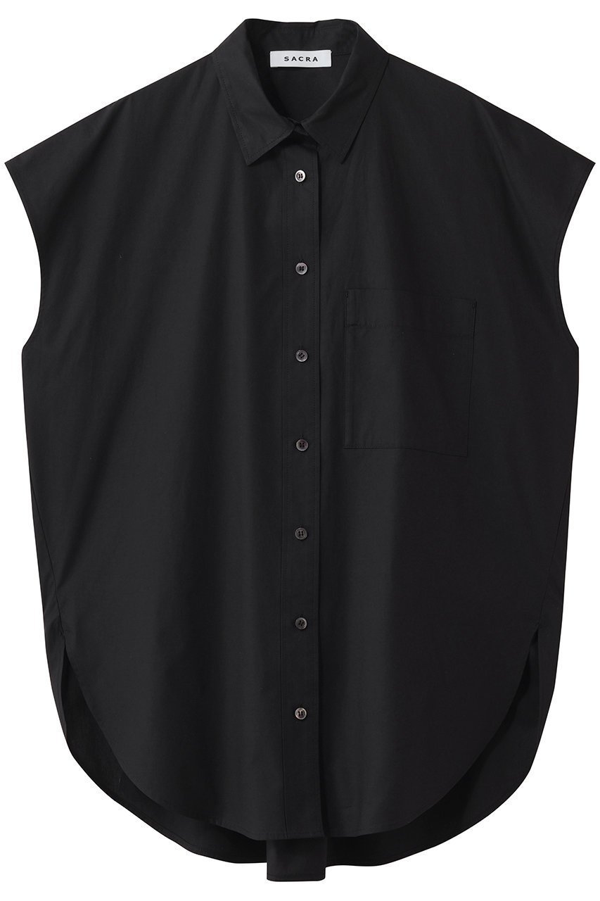 【サクラ/SACRA】のプレミアムコンパクトポプリンブラウス インテリア・キッズ・メンズ・レディースファッション・服の通販 founy(ファニー) 　ファッション　Fashion　レディースファッション　Fashion for Women　トップス・カットソー　Cut & Sew Tops　シャツ・ブラウス・オフィスカジュアル　Elegant Blouses & Button-Ups　イタリア　Italy　ショート　Short, Short Length　スリーブ　Sleeve, Long Sleeve / Short Sleeve　タンブラー　Tumbler, Travel Mug　デニム　Denim, Jeans Material　フォルム　Silhouette, Form　ミックス　Mix, Mixed Style　エレガント 上品　Elegant　新作・新入荷　New Arrivals / New In　ブラック|ID: prp329100004903770 ipo3291000000036703841