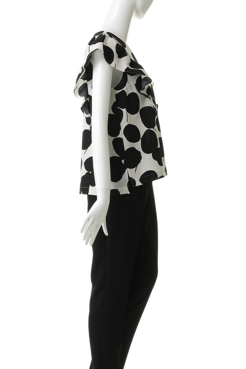 【ティアラ/Tiara】のリーフドットプリントブラウス(セットアップ可) 人気、トレンドファッション・服の通販 founy(ファニー) 　ファッション　Fashion　レディースファッション　Fashion for Women　トップス・カットソー　Cut & Sew Tops　シャツ・ブラウス・オフィスカジュアル　Elegant Blouses & Button-Ups　ショート　Short, Short Length　スリーブ　Sleeve, Long Sleeve / Short Sleeve　セットアップ　Set-Up, Coordinated Outfit　ドット　Polka Dot, Dot Pattern　パーティ　Party, Party Style　フリル　Frill, Ruffle　プリント　Print, Printed Pattern　モチーフ　Motif, Design Theme　モノトーン　Monotone, Black and White　リーフ　Leaf, Botanical Leaf　新作・新入荷　New Arrivals / New In　other-3|ID: prp329100004903882 ipo3291000000036704787