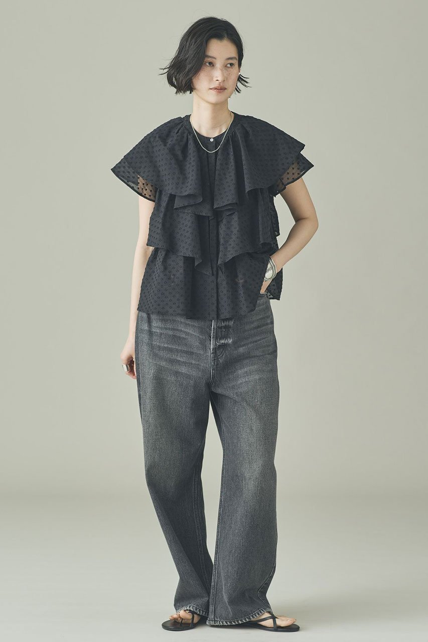 【カレンソロジー/Curensology】の〈C.S.G〉ドットジャカードブラウス 人気、トレンドファッション・服の通販 founy(ファニー) 　ファッション　Fashion　レディースファッション　Fashion for Women　トップス・カットソー　Cut & Sew Tops　シャツ・ブラウス・オフィスカジュアル　Elegant Blouses & Button-Ups　おすすめ　Recommended / Our Picks　インド　Indian Textile　ギャザー　Gathered, Ruffled　シアー　Sheer, See-Through　ショート　Short, Short Length　ジャカード／ジャガード　Jacquard, Woven Pattern　スリーブ　Sleeve, Long Sleeve / Short Sleeve　バランス　Balance, Style Balance　フリル　Frill, Ruffle　新作・新入荷　New Arrivals / New In　other-5|ID: prp329100004903886 ipo3291000000036704822