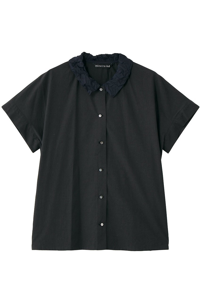 【ミズイロ インド/mizuiro ind】のwasher collar wide shirt シャツ インテリア・キッズ・メンズ・レディースファッション・服の通販 founy(ファニー) 　ファッション　Fashion　レディースファッション　Fashion for Women　トップス・カットソー　Cut & Sew Tops　シャツ・ブラウス・オフィスカジュアル　Elegant Blouses & Button-Ups　スラックス　Slacks, Dress Pants　スリーブ　Sleeve, Long Sleeve / Short Sleeve　デニム　Denim, Jeans Material　ロング　Long, Long-Length　ワイド　Wide, Wide Fit　ワッシャー　Washer, Crinkled Finish　新作・新入荷　New Arrivals / New In　navy|ID: prp329100004903887 ipo3291000000036704832