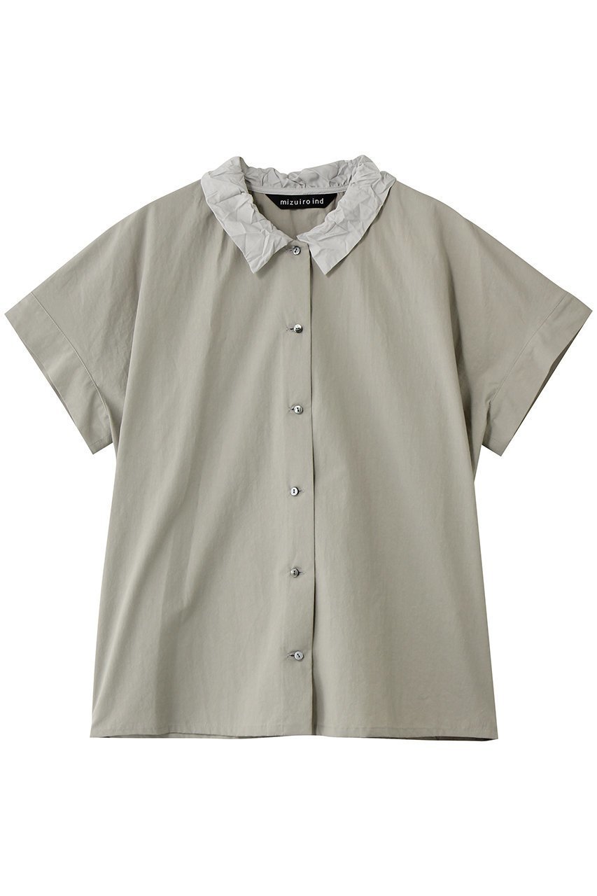 【ミズイロ インド/mizuiro ind】のwasher collar wide shirt シャツ インテリア・キッズ・メンズ・レディースファッション・服の通販 founy(ファニー) 　ファッション　Fashion　レディースファッション　Fashion for Women　トップス・カットソー　Cut & Sew Tops　シャツ・ブラウス・オフィスカジュアル　Elegant Blouses & Button-Ups　スラックス　Slacks, Dress Pants　スリーブ　Sleeve, Long Sleeve / Short Sleeve　デニム　Denim, Jeans Material　ロング　Long, Long-Length　ワイド　Wide, Wide Fit　ワッシャー　Washer, Crinkled Finish　新作・新入荷　New Arrivals / New In　gray|ID: prp329100004903887 ipo3291000000036704834