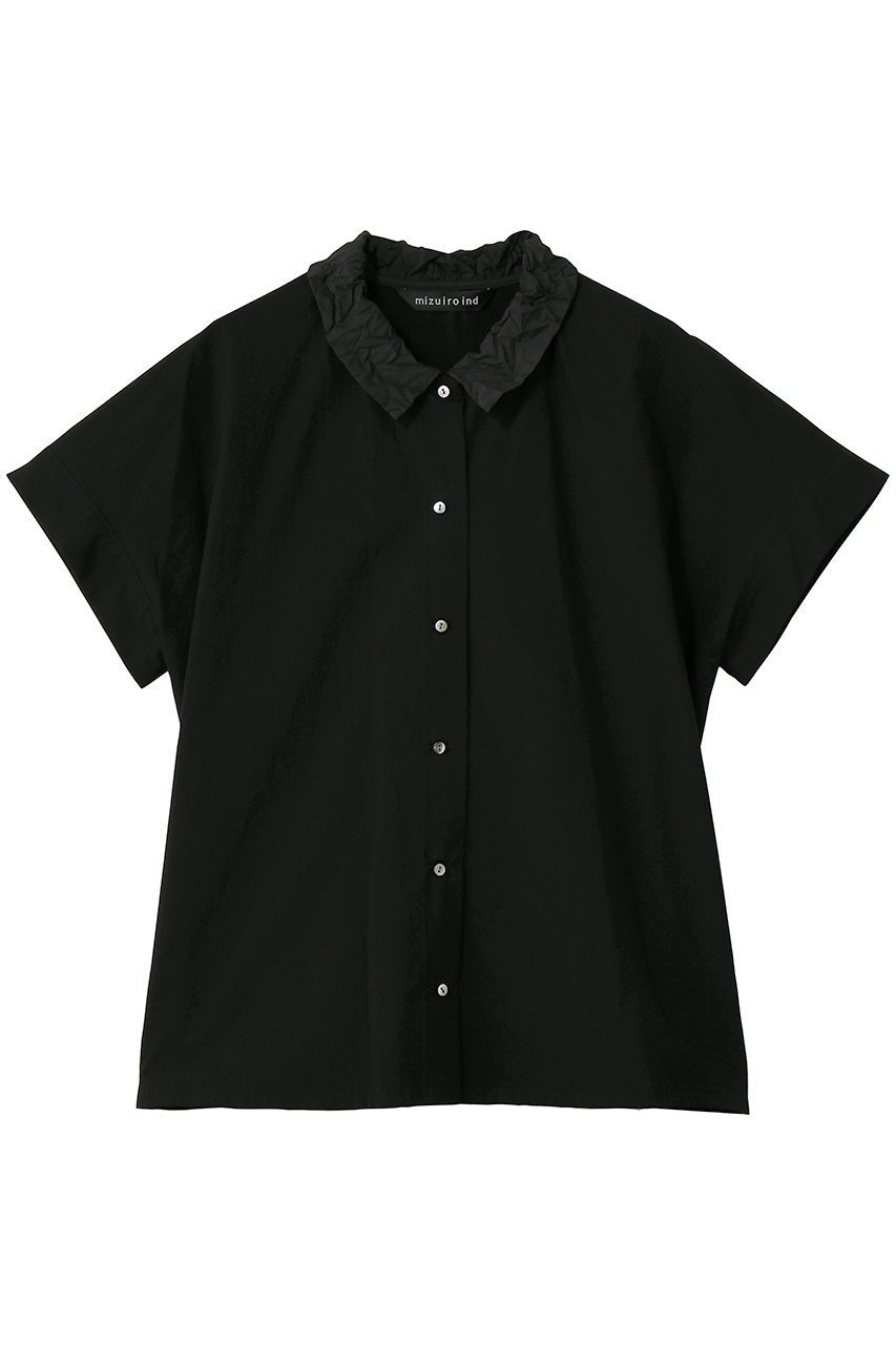 【ミズイロ インド/mizuiro ind】のwasher collar wide shirt シャツ インテリア・キッズ・メンズ・レディースファッション・服の通販 founy(ファニー) 　ファッション　Fashion　レディースファッション　Fashion for Women　トップス・カットソー　Cut & Sew Tops　シャツ・ブラウス・オフィスカジュアル　Elegant Blouses & Button-Ups　スラックス　Slacks, Dress Pants　スリーブ　Sleeve, Long Sleeve / Short Sleeve　デニム　Denim, Jeans Material　ロング　Long, Long-Length　ワイド　Wide, Wide Fit　ワッシャー　Washer, Crinkled Finish　新作・新入荷　New Arrivals / New In　black|ID: prp329100004903887 ipo3291000000036704836