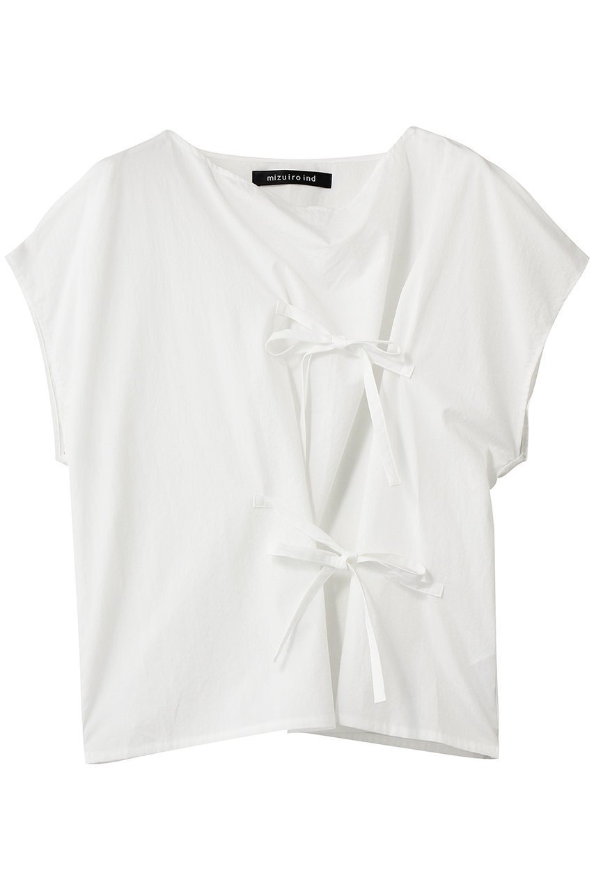 【ミズイロ インド/mizuiro ind】のribbon P/O プルオーバー 人気、トレンドファッション・服の通販 founy(ファニー) 　ファッション　Fashion　レディースファッション　Fashion for Women　トップス・カットソー　Cut & Sew Tops　シャツ・ブラウス・オフィスカジュアル　Elegant Blouses & Button-Ups　カジュアルプルオーバー・ニットトップス　Pullovers & Knit Tops / Casual Pullovers　ショート　Short, Short Length　スラックス　Slacks, Dress Pants　スリーブ　Sleeve, Long Sleeve / Short Sleeve　デニム　Denim, Jeans Material　フロント　Front, Front Design　リボン　Ribbon, Bow　新作・新入荷　New Arrivals / New In　 other-1|ID: prp329100004903888 ipo3291000000036704846
