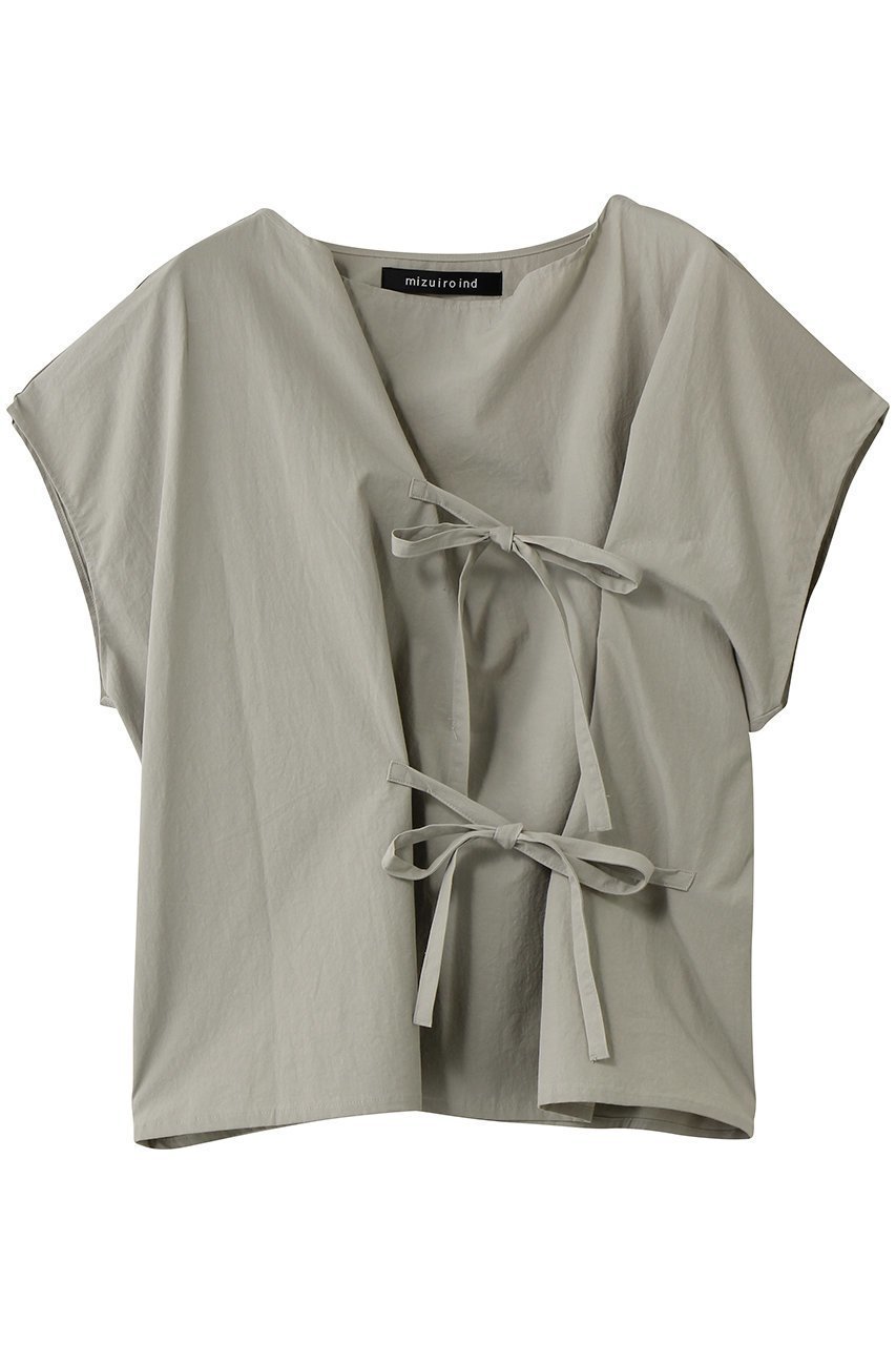 【ミズイロ インド/mizuiro ind】のribbon P/O プルオーバー インテリア・キッズ・メンズ・レディースファッション・服の通販 founy(ファニー) 　ファッション　Fashion　レディースファッション　Fashion for Women　トップス・カットソー　Cut & Sew Tops　シャツ・ブラウス・オフィスカジュアル　Elegant Blouses & Button-Ups　カジュアルプルオーバー・ニットトップス　Pullovers & Knit Tops / Casual Pullovers　ショート　Short, Short Length　スラックス　Slacks, Dress Pants　スリーブ　Sleeve, Long Sleeve / Short Sleeve　デニム　Denim, Jeans Material　フロント　Front, Front Design　リボン　Ribbon, Bow　新作・新入荷　New Arrivals / New In　gray|ID: prp329100004903888 ipo3291000000036704860