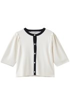 【ティアラ/Tiara】のビジューボタンカーディガン ホワイト×ブラック|ID: prp329100004903911 ipo3291000000036705036
