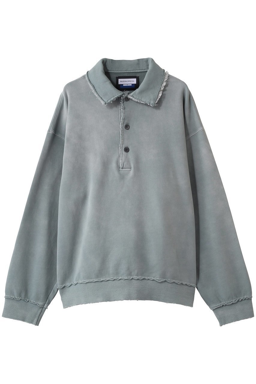 【メゾンスペシャル/MAISON SPECIAL】の【UNISEX】DEEP FRONT ポロスウェットPO インテリア・キッズ・メンズ・レディースファッション・服の通販 founy(ファニー) 　ファッション　Fashion　レディースファッション　Fashion for Women　トップス・カットソー　Cut & Sew Tops　シャツ・ブラウス・オフィスカジュアル　Elegant Blouses & Button-Ups　レディースパーカー・カジュアルフーディー　Casual Hoodies & Sweatshirts　ロングTシャツ・Tシャツ　Longline T-Shirts & Tees　スウェット・クルーネックトップス　Sweatshirts & Crewnecks / Relaxed Fit Sweat Tops　カットソー・ベーシックTシャツ　Cut-and-Sewn Tops / Stretch Tees & Basics　ユニセックス　Unisex, Genderless　おすすめ　Recommended / Our Picks　インナー　Innerwear　カットオフ　Cut-Off Design　ダメージ　Distressed, Destroyed　定番　Standard, Basic Item　S.BLU(スカイブルー)|ID: prp329100004904474 ipo3291000000036712775