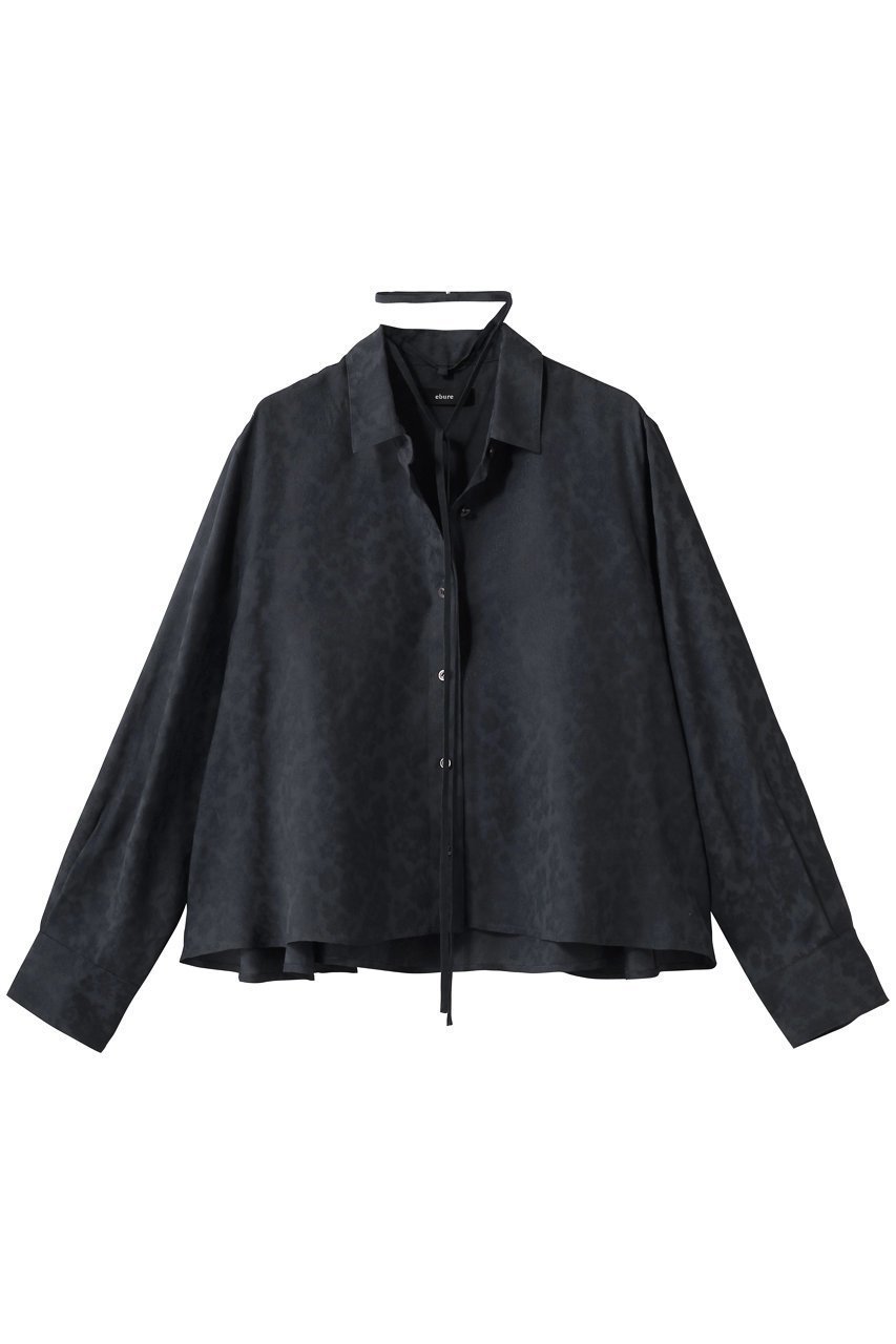 【エブール/ebure】のフラワービスジャカード フレアブラウス インテリア・キッズ・メンズ・レディースファッション・服の通販 founy(ファニー) 　ファッション　Fashion　レディースファッション　Fashion for Women　トップス・カットソー　Cut & Sew Tops　シャツ・ブラウス・オフィスカジュアル　Elegant Blouses & Button-Ups　おすすめ　Recommended / Our Picks　なめらか　Smooth, Silky Texture　ショート　Short, Short Length　ジャカード／ジャガード　Jacquard, Woven Pattern　スリーブ　Sleeve, Long Sleeve / Short Sleeve　デニム　Denim, Jeans Material　ドレープ　Drape, Draping Fabric　バランス　Balance, Style Balance　フレア　Flare, Flared　ボトム　Bottoms, Lower Wear　ロング　Long, Long-Length　グレー|ID: prp329100004904483 ipo3291000000036712834