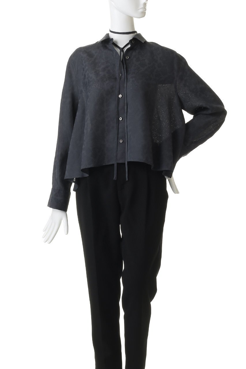 【エブール/ebure】のフラワービスジャカード フレアブラウス 人気、トレンドファッション・服の通販 founy(ファニー) 　ファッション　Fashion　レディースファッション　Fashion for Women　トップス・カットソー　Cut & Sew Tops　シャツ・ブラウス・オフィスカジュアル　Elegant Blouses & Button-Ups　おすすめ　Recommended / Our Picks　なめらか　Smooth, Silky Texture　ショート　Short, Short Length　ジャカード／ジャガード　Jacquard, Woven Pattern　スリーブ　Sleeve, Long Sleeve / Short Sleeve　デニム　Denim, Jeans Material　ドレープ　Drape, Draping Fabric　バランス　Balance, Style Balance　フレア　Flare, Flared　ボトム　Bottoms, Lower Wear　ロング　Long, Long-Length　other-2|ID: prp329100004904483 ipo3291000000036712836