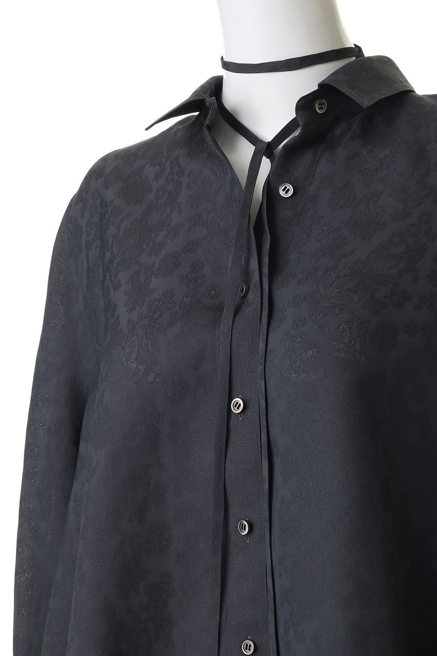 【エブール/ebure】のフラワービスジャカード フレアブラウス 人気、トレンドファッション・服の通販 founy(ファニー) 　ファッション　Fashion　レディースファッション　Fashion for Women　トップス・カットソー　Cut & Sew Tops　シャツ・ブラウス・オフィスカジュアル　Elegant Blouses & Button-Ups　おすすめ　Recommended / Our Picks　なめらか　Smooth, Silky Texture　ショート　Short, Short Length　ジャカード／ジャガード　Jacquard, Woven Pattern　スリーブ　Sleeve, Long Sleeve / Short Sleeve　デニム　Denim, Jeans Material　ドレープ　Drape, Draping Fabric　バランス　Balance, Style Balance　フレア　Flare, Flared　ボトム　Bottoms, Lower Wear　ロング　Long, Long-Length　other-5|ID: prp329100004904483 ipo3291000000036712840