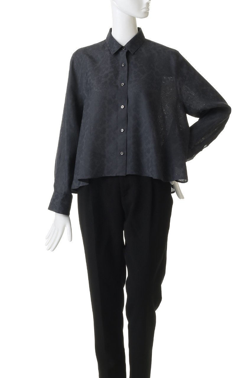 【エブール/ebure】のフラワービスジャカード フレアブラウス 人気、トレンドファッション・服の通販 founy(ファニー) 　ファッション　Fashion　レディースファッション　Fashion for Women　トップス・カットソー　Cut & Sew Tops　シャツ・ブラウス・オフィスカジュアル　Elegant Blouses & Button-Ups　おすすめ　Recommended / Our Picks　なめらか　Smooth, Silky Texture　ショート　Short, Short Length　ジャカード／ジャガード　Jacquard, Woven Pattern　スリーブ　Sleeve, Long Sleeve / Short Sleeve　デニム　Denim, Jeans Material　ドレープ　Drape, Draping Fabric　バランス　Balance, Style Balance　フレア　Flare, Flared　ボトム　Bottoms, Lower Wear　ロング　Long, Long-Length　other-6|ID: prp329100004904483 ipo3291000000036712841