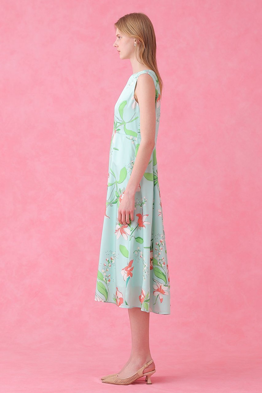 【アナイ/ANAYI】のリリーフラワープリントフレア ワンピース 人気、トレンドファッション・服の通販 founy(ファニー) 　ファッション　Fashion　レディースファッション　Fashion for Women　ワンピース　Dresses　チュニック　Tunic Tops & Dresses　おすすめ　Recommended / Our Picks　チュニック　Tunic, Long Top　ツイル　Twist, Twisted Detail　フォルム　Silhouette, Form　プリント　Print, Printed Pattern　ロング　Long, Long-Length　春　Spring　other-8|ID: prp329100004904489 ipo3291000000036712899