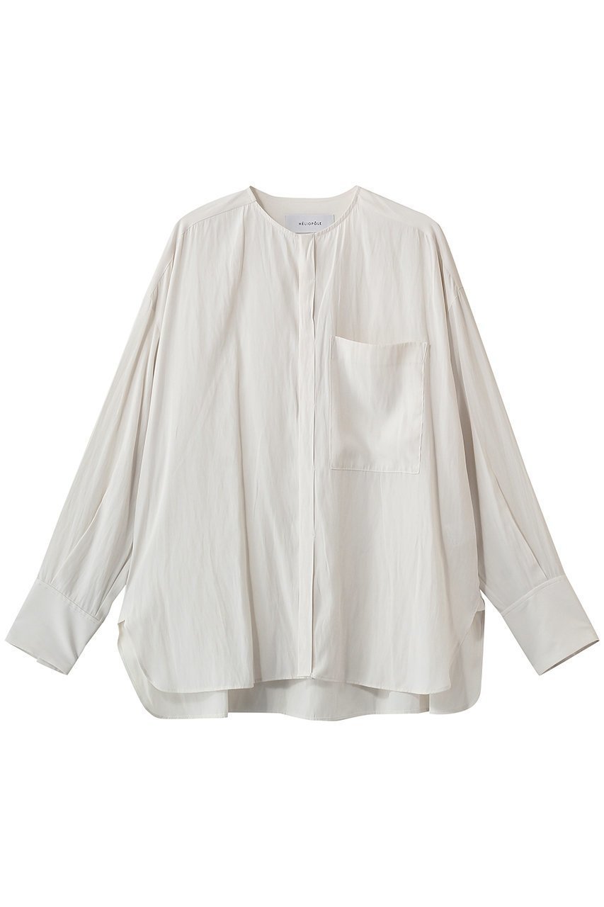 【エリオポール/heliopole】のクレープカラーレスシャツ 人気、トレンドファッション・服の通販 founy(ファニー) 　ファッション　Fashion　レディースファッション　Fashion for Women　トップス・カットソー　Cut & Sew Tops　シャツ・ブラウス・オフィスカジュアル　Elegant Blouses & Button-Ups　とろみ　Fluid, Flowy Fabric　スリーブ　Sleeve, Long Sleeve / Short Sleeve　ロング　Long, Long-Length　 other-1|ID: prp329100004904518 ipo3291000000036713067