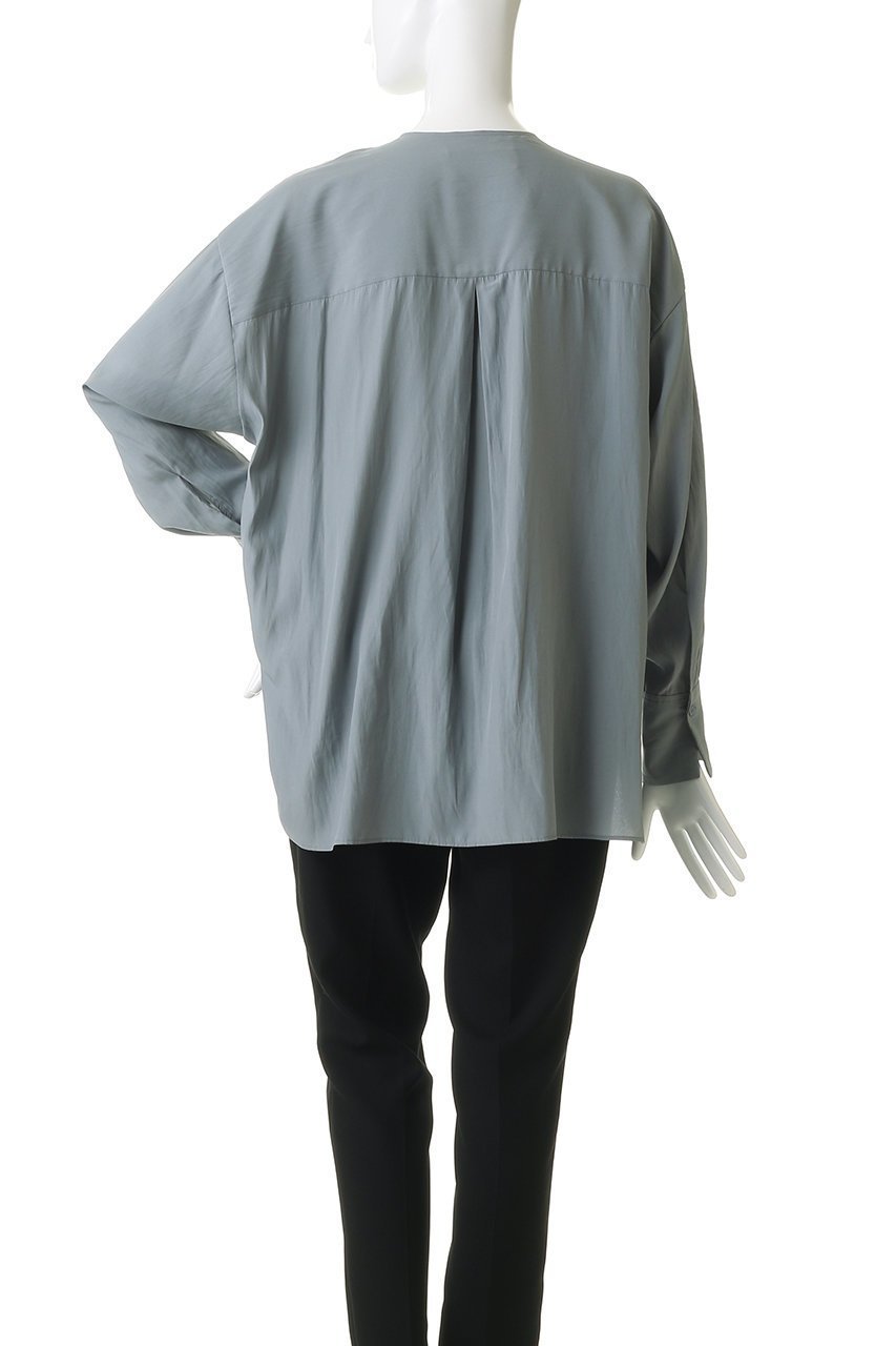 【エリオポール/heliopole】のクレープカラーレスシャツ 人気、トレンドファッション・服の通販 founy(ファニー) 　ファッション　Fashion　レディースファッション　Fashion for Women　トップス・カットソー　Cut & Sew Tops　シャツ・ブラウス・オフィスカジュアル　Elegant Blouses & Button-Ups　とろみ　Fluid, Flowy Fabric　スリーブ　Sleeve, Long Sleeve / Short Sleeve　ロング　Long, Long-Length　other-4|ID: prp329100004904518 ipo3291000000036746633