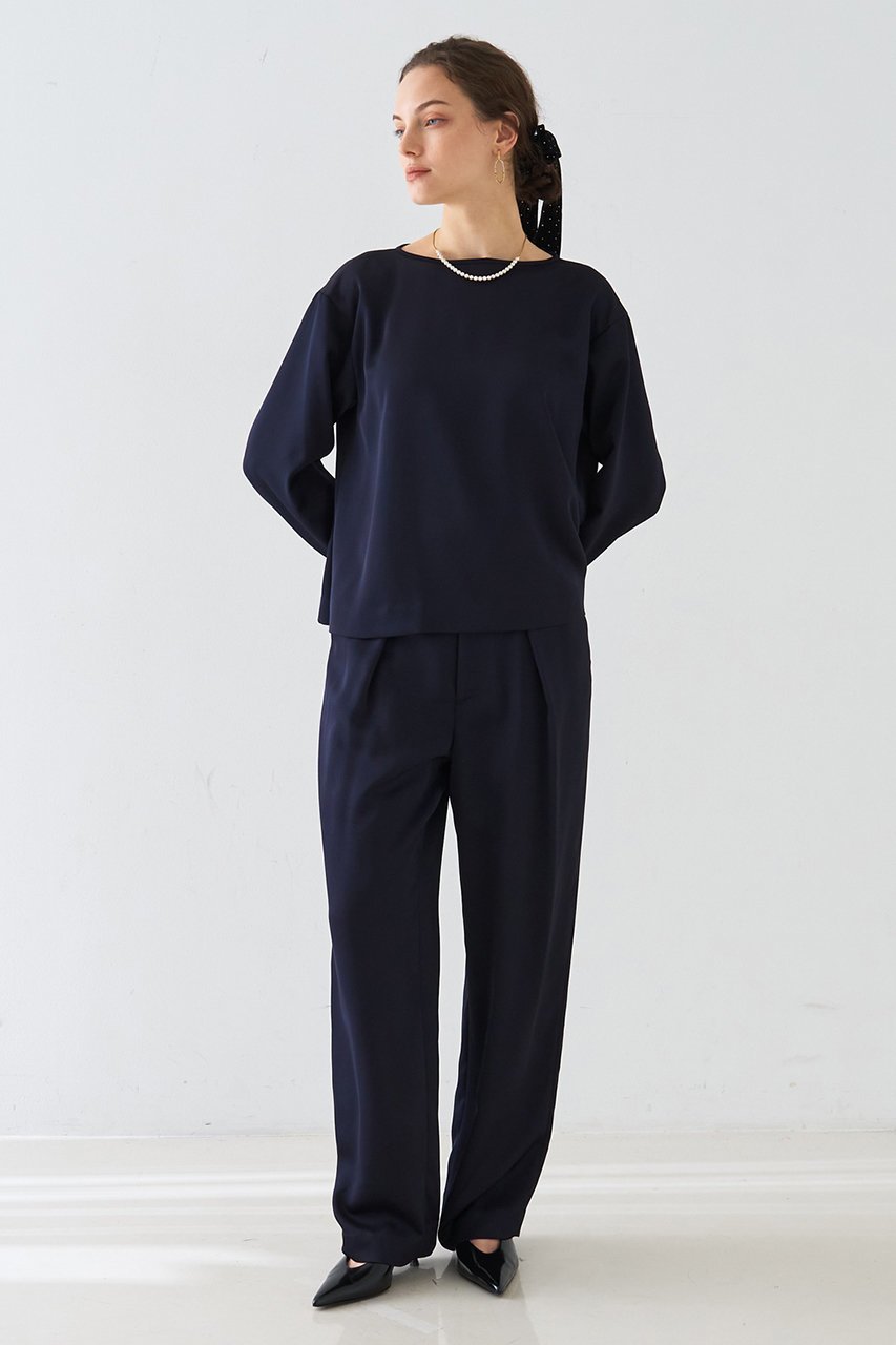 【デザイン ワークス/DESIGN WORKS】の【セットアップ対応】グレースボートネックブラウス 人気、トレンドファッション・服の通販 founy(ファニー) 　ファッション　Fashion　レディースファッション　Fashion for Women　トップス・カットソー　Cut & Sew Tops　シャツ・ブラウス・オフィスカジュアル　Elegant Blouses & Button-Ups　スリーブ　Sleeve, Long Sleeve / Short Sleeve　セットアップ　Set-Up, Coordinated Outfit　デコルテ　Décolleté, Neckline　ロング　Long, Long-Length　エレガント 上品　Elegant　other-6|ID: prp329100004904519 ipo3291000000036746639