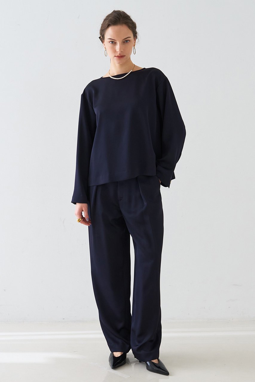 【デザイン ワークス/DESIGN WORKS】の【セットアップ対応】グレースボートネックブラウス 人気、トレンドファッション・服の通販 founy(ファニー) 　ファッション　Fashion　レディースファッション　Fashion for Women　トップス・カットソー　Cut & Sew Tops　シャツ・ブラウス・オフィスカジュアル　Elegant Blouses & Button-Ups　スリーブ　Sleeve, Long Sleeve / Short Sleeve　セットアップ　Set-Up, Coordinated Outfit　デコルテ　Décolleté, Neckline　ロング　Long, Long-Length　エレガント 上品　Elegant　other-7|ID: prp329100004904519 ipo3291000000036746640