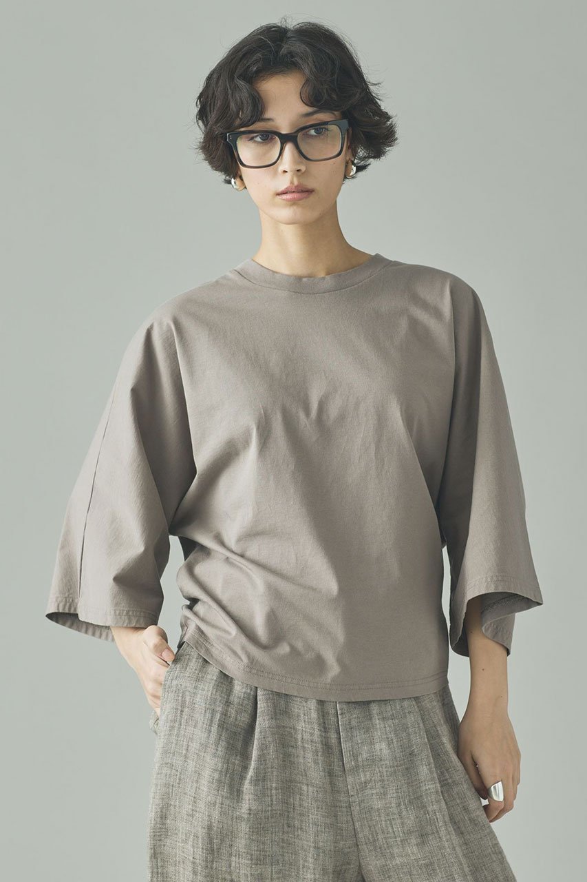 【カレンソロジー/Curensology】のドルマンナローTシャツ インテリア・キッズ・メンズ・レディースファッション・服の通販 founy(ファニー) 　ファッション　Fashion　レディースファッション　Fashion for Women　トップス・カットソー　Cut & Sew Tops　シャツ・ブラウス・オフィスカジュアル　Elegant Blouses & Button-Ups　ロングTシャツ・Tシャツ　Longline T-Shirts & Tees　カットソー・ベーシックTシャツ　Cut-and-Sewn Tops / Stretch Tees & Basics　なめらか　Smooth, Silky Texture　インド　Indian Textile　ショート　Short, Short Length　スリーブ　Sleeve, Long Sleeve / Short Sleeve　ダウン　Down, Puffer　グレー|ID: prp329100004904525 ipo3291000000036713111