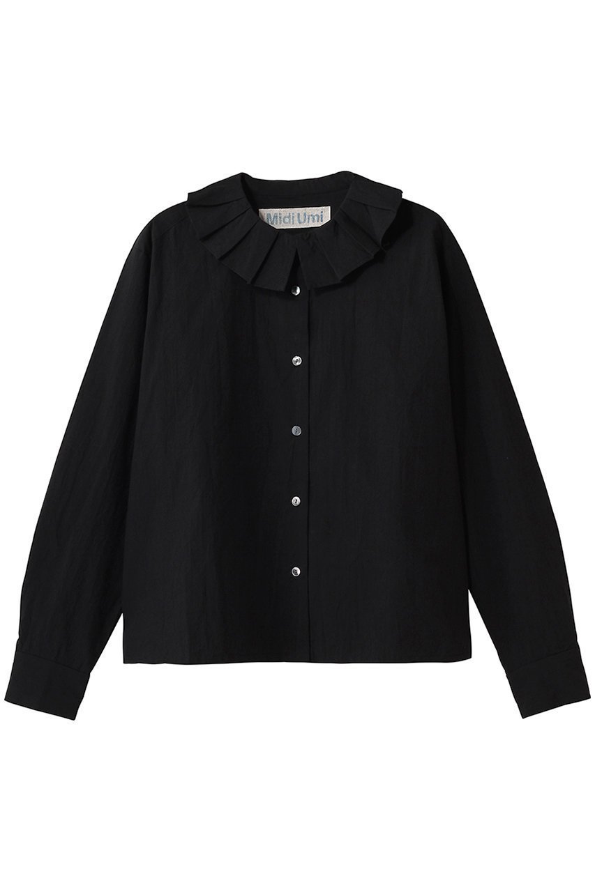 【ミディウミ/MidiUmi】のtuck collar shirt シャツ インテリア・キッズ・メンズ・レディースファッション・服の通販 founy(ファニー) 　ファッション　Fashion　レディースファッション　Fashion for Women　トップス・カットソー　Cut & Sew Tops　シャツ・ブラウス・オフィスカジュアル　Elegant Blouses & Button-Ups　おすすめ　Recommended / Our Picks　スリーブ　Sleeve, Long Sleeve / Short Sleeve　フェミニン　Feminine, Girly　フレア　Flare, Flared　ボックス　Boxy, Box Shape　ロング　Long, Long-Length　ワイド　Wide, Wide Fit　black|ID: prp329100004904534 ipo3291000000036713156