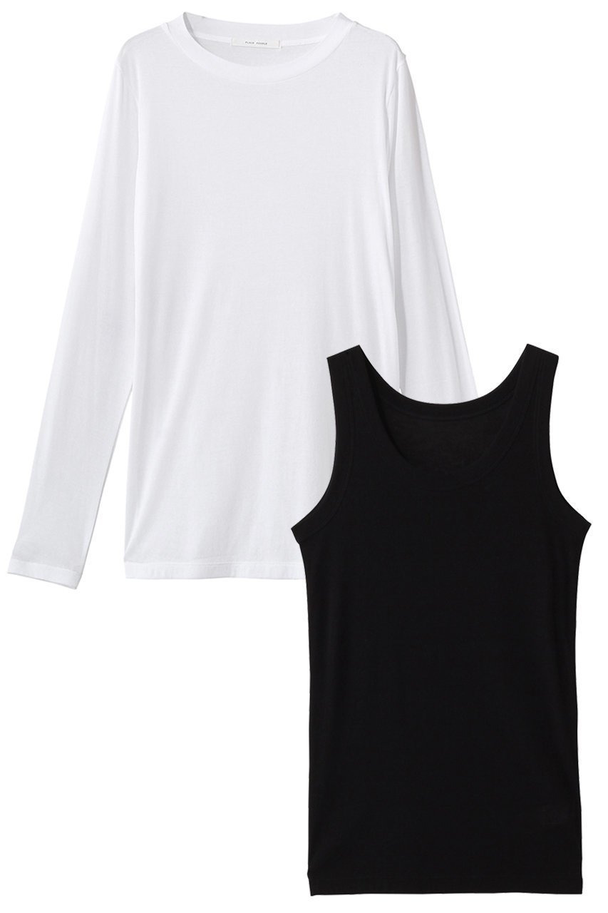 【プレインピープル/PLAIN PEOPLE】のコットンT×タンク 2ピースセット 人気、トレンドファッション・服の通販 founy(ファニー) 　ファッション　Fashion　レディースファッション　Fashion for Women　トップス・カットソー　Cut & Sew Tops　シャツ・ブラウス・オフィスカジュアル　Elegant Blouses & Button-Ups　ロングTシャツ・Tシャツ　Longline T-Shirts & Tees　カットソー・ベーシックTシャツ　Cut-and-Sewn Tops / Stretch Tees & Basics　スリーブ　Sleeve, Long Sleeve / Short Sleeve　タンク　Tank Top, Sleeveless Top　ロング　Long, Long-Length　再入荷　Restock / Back in Stock　長袖　Long Sleeve, Full Sleeve　 other-1|ID: prp329100004904555 ipo3291000000036713268