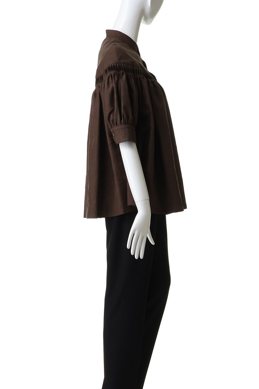 【サイ サイベーシックス/Scye SCYE BASICS】の60/1 Linen Cambric タックド ハーフスリーブ ブラウス 人気、トレンドファッション・服の通販 founy(ファニー) 　ファッション　Fashion　レディースファッション　Fashion for Women　トップス・カットソー　Cut & Sew Tops　シャツ・ブラウス・オフィスカジュアル　Elegant Blouses & Button-Ups　ショート　Short, Short Length　スリーブ　Sleeve, Long Sleeve / Short Sleeve　ハーフ　Half, Half-Length　リネン　Linen, Linen Fabric　other-3|ID: prp329100004904562 ipo3291000000036733343