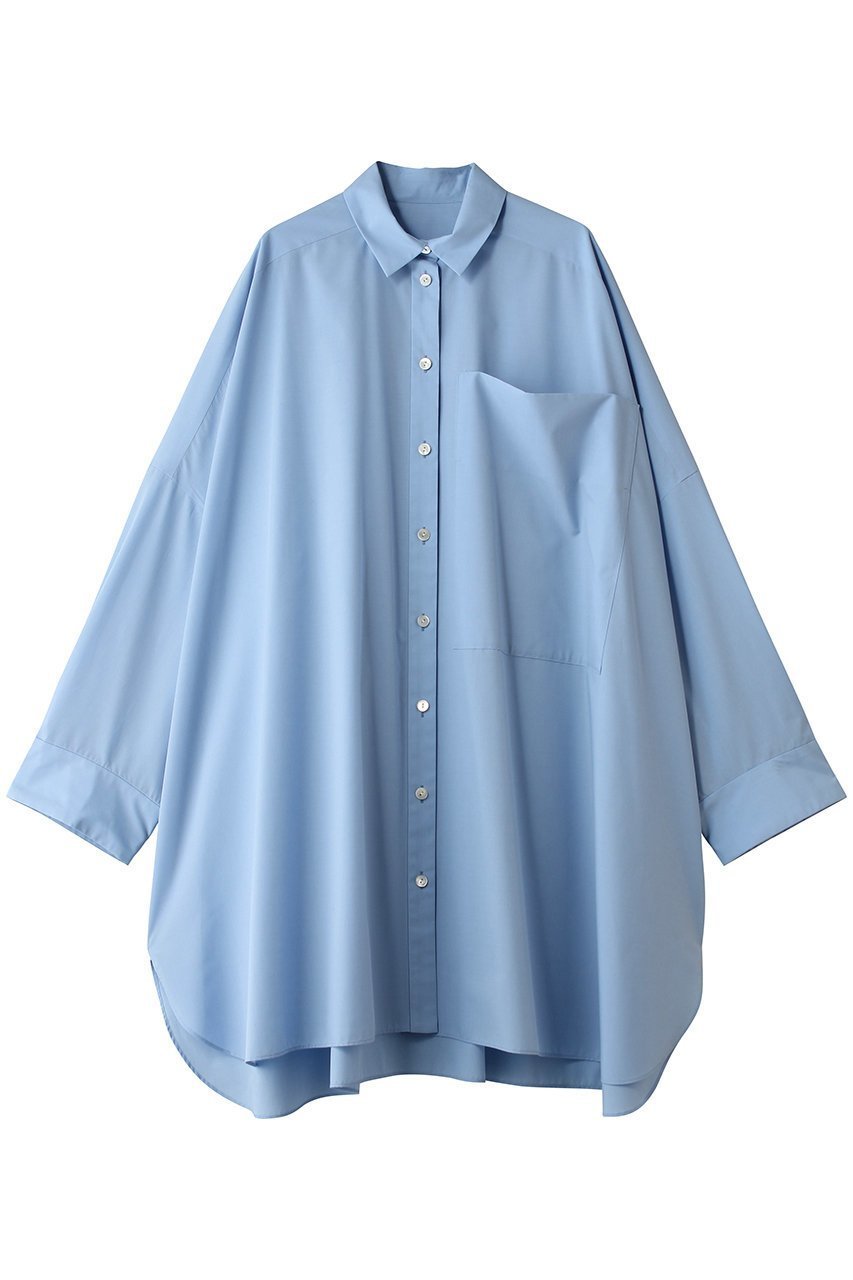 【エンフォルド/ENFOLD】のSUPER-WIDE BOX SHIRT インテリア・キッズ・メンズ・レディースファッション・服の通販 founy(ファニー) 　ファッション　Fashion　レディースファッション　Fashion for Women　トップス・カットソー　Cut & Sew Tops　シャツ・ブラウス・オフィスカジュアル　Elegant Blouses & Button-Ups　おすすめ　Recommended / Our Picks　シンプル　Simple, Minimal　スリーブ　Sleeve, Long Sleeve / Short Sleeve　ブロード　Broadcloth, Fine Cotton　ポケット　Pocket, Pocket Detail　ロング　Long, Long-Length　ワイド　Wide, Wide Fit　羽織　Haori, Light Jacket　ライトブルー|ID: prp329100004904589 ipo3291000000036713486