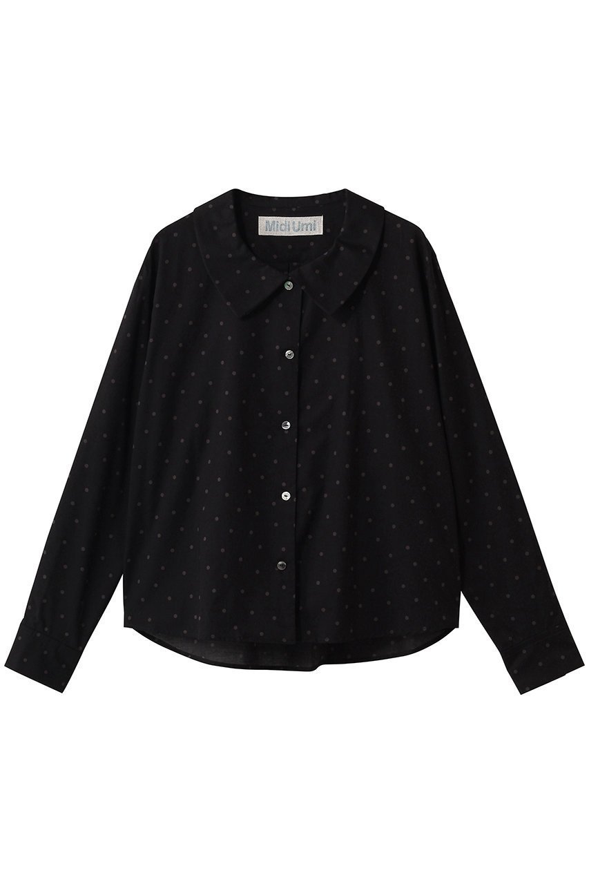 【ミディウミ/MidiUmi】のflat collar dots shirt シャツ インテリア・キッズ・メンズ・レディースファッション・服の通販 founy(ファニー) 　ファッション　Fashion　レディースファッション　Fashion for Women　トップス・カットソー　Cut & Sew Tops　シャツ・ブラウス・オフィスカジュアル　Elegant Blouses & Button-Ups　シアー　Sheer, See-Through　スリーブ　Sleeve, Long Sleeve / Short Sleeve　ドット　Polka Dot, Dot Pattern　フェミニン　Feminine, Girly　ロング　Long, Long-Length　black|ID: prp329100004904616 ipo3291000000036713686