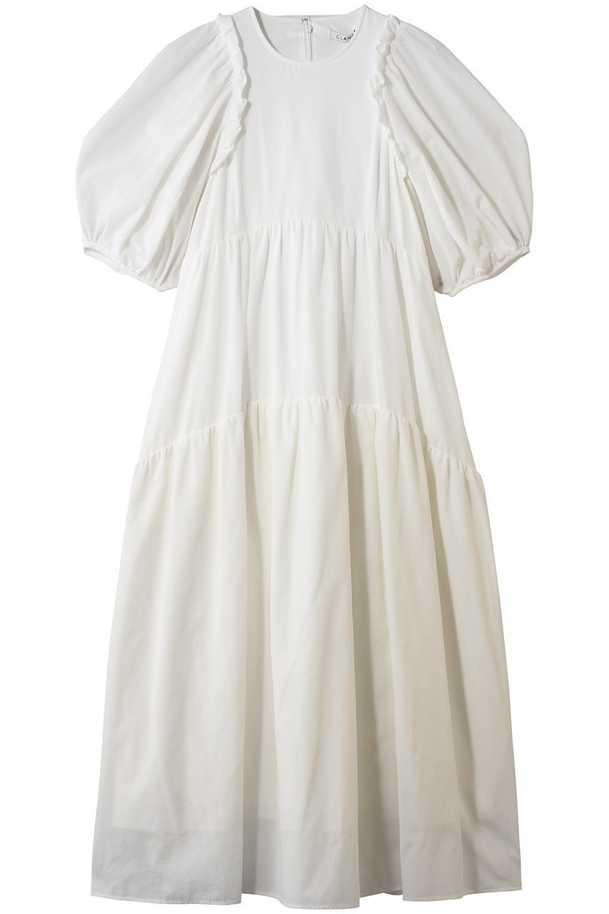 【クラネ/CLANE】のBUBBLE FRILL ONEPIECE ワンピース インテリア・キッズ・メンズ・レディースファッション・服の通販 founy(ファニー) 　ファッション　Fashion　レディースファッション　Fashion for Women　ワンピース　Dresses　チュニック　Tunic Tops & Dresses　スリーブ　Sleeve, Long Sleeve / Short Sleeve　チュニック　Tunic, Long Top　バルーン　Balloon, Balloon Silhouette　パーティ　Party, Party Style　フリル　Frill, Ruffle　ロング　Long, Long-Length　WHITE|ID: prp329100004904635 ipo3291000000036713824