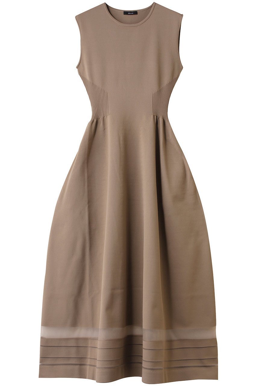 【アルアバイル/allureville】のウエストマークリブワンピース A インテリア・キッズ・メンズ・レディースファッション・服の通販 founy(ファニー) 　ファッション　Fashion　レディースファッション　Fashion for Women　ワンピース　Dresses　チュニック　Tunic Tops & Dresses　シアー　Sheer, See-Through　チュニック　Tunic, Long Top　パーティ　Party, Party Style　ボーダー　Border, Stripe　レース　Lace, Lace Fabric　ロング　Long, Long-Length　夏　Summer　ベージュ|ID: prp329100004904653 ipo3291000000036713948