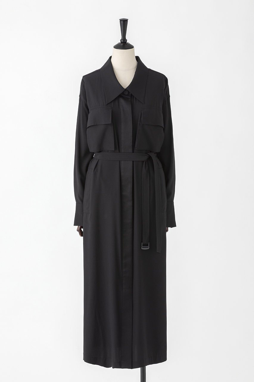 【オーヴィル/EAUVIRE】のウォッシャブルシルクシャツドレス インテリア・キッズ・メンズ・レディースファッション・服の通販 founy(ファニー) 　ファッション　Fashion　レディースファッション　Fashion for Women　ワンピース　Dresses　フォーマル・パーティードレス・結婚式用ドレス　Elegant & Casual Dresses　チュニック　Tunic Tops & Dresses　おすすめ　Recommended / Our Picks　サテン　Satin, Glossy Fabric　シルク　Silk, 100% Silk　チュニック　Tunic, Long Top　ドレス　Dress, One-Piece　フラップ　Flap, Flap Pocket　フロント　Front, Front Design　ポケット　Pocket, Pocket Detail　ロング　Long, Long-Length　再入荷　Restock / Back in Stock　定番　Standard, Basic Item　ブラック|ID: prp329100004904660 ipo3291000000036714002