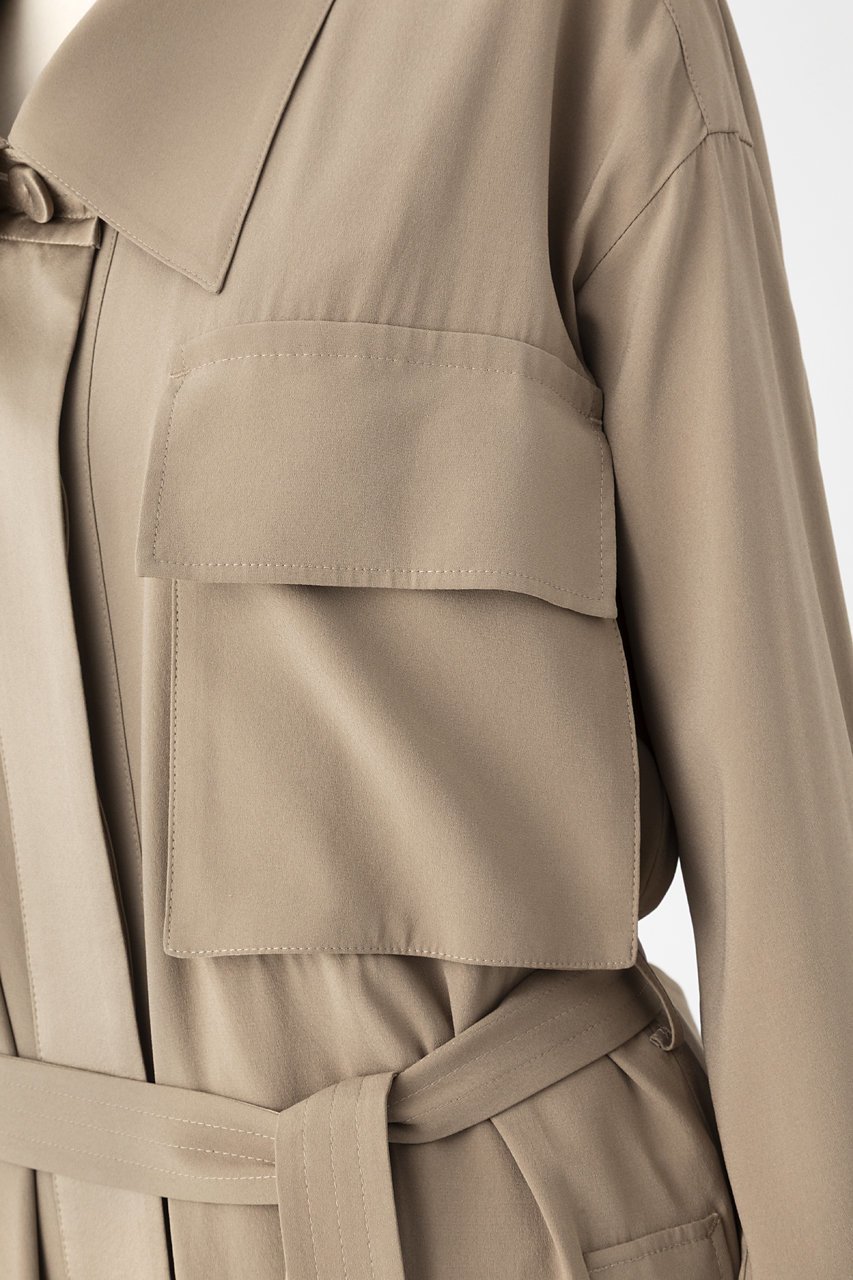 【オーヴィル/EAUVIRE】のウォッシャブルシルクシャツドレス 人気、トレンドファッション・服の通販 founy(ファニー) 　ファッション　Fashion　レディースファッション　Fashion for Women　ワンピース　Dresses　フォーマル・パーティードレス・結婚式用ドレス　Elegant & Casual Dresses　チュニック　Tunic Tops & Dresses　おすすめ　Recommended / Our Picks　サテン　Satin, Glossy Fabric　シルク　Silk, 100% Silk　チュニック　Tunic, Long Top　ドレス　Dress, One-Piece　フラップ　Flap, Flap Pocket　フロント　Front, Front Design　ポケット　Pocket, Pocket Detail　ロング　Long, Long-Length　再入荷　Restock / Back in Stock　定番　Standard, Basic Item　other-7|ID: prp329100004904660 ipo3291000000036714008