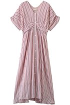 【ヌキテパ/NE QUITTEZ PAS】のCotton Voile Stripe ウエスト ギャザードレス ピンク|ID: prp329100004904666 ipo3291000000036714057