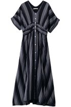 【ヌキテパ/NE QUITTEZ PAS】のCotton Voile Stripe ウエスト ギャザードレス ネイビー|ID: prp329100004904666 ipo3291000000036714060