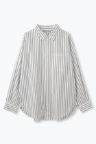 【レリル/lelill】のピマソロ スプリットワイドシャツ ブラックストライプ|ID: prp329100004904667 ipo3291000000036714069