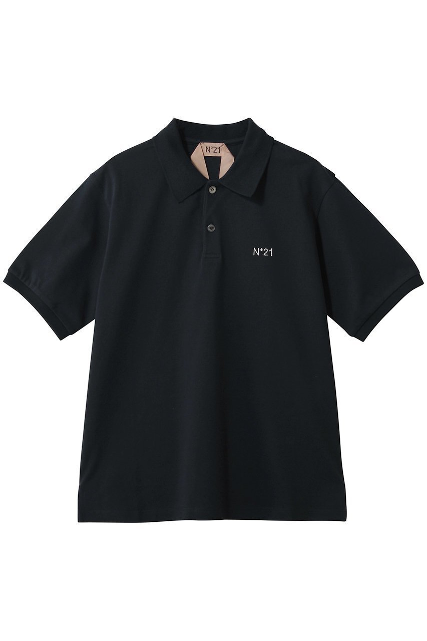 【ヌメロ ヴェントゥーノ/N°21】のポイントロゴ ポロシャツ インテリア・キッズ・メンズ・レディースファッション・服の通販 founy(ファニー) 　ファッション　Fashion　レディースファッション　Fashion for Women　トップス・カットソー　Cut & Sew Tops　シャツ・ブラウス・オフィスカジュアル　Elegant Blouses & Button-Ups　ポロシャツ・きれいめカジュアル　Smart-Casual Polo Tops　おすすめ　Recommended / Our Picks　カッティング　Cutting Detail　シンプル　Simple, Minimal　ジャケット　Jacket, Outerwear　デニム　Denim, Jeans Material　ファブリック　Fabric, Textile　ポロシャツ　Polo Shirt, Collared Tee　マニッシュ　Mannish, Boyish　ネイビー|ID: prp329100004904668 ipo3291000000036714079