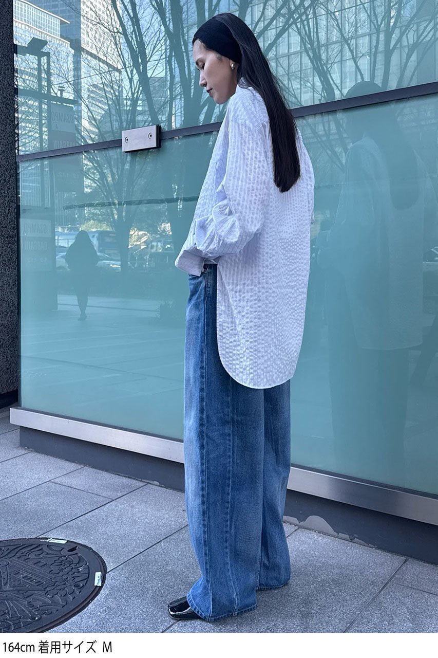 【スタニングルアー/STUNNING LURE】のストライプシャツ 人気、トレンドファッション・服の通販 founy(ファニー) 　ファッション　Fashion　レディースファッション　Fashion for Women　トップス・カットソー　Cut & Sew Tops　シャツ・ブラウス・オフィスカジュアル　Elegant Blouses & Button-Ups　なめらか　Smooth, Silky Texture　シンプル　Simple, Minimal　ストライプ　Stripe, Striped Pattern　スリーブ　Sleeve, Long Sleeve / Short Sleeve　ハイネック　High Neck, Mock Neck　バランス　Balance, Style Balance　フロント　Front, Front Design　モダン　Modern, Contemporary　ロング　Long, Long-Length　ワイド　Wide, Wide Fit　エレガント 上品　Elegant　other-8|ID: prp329100004904692 ipo3291000000036714332