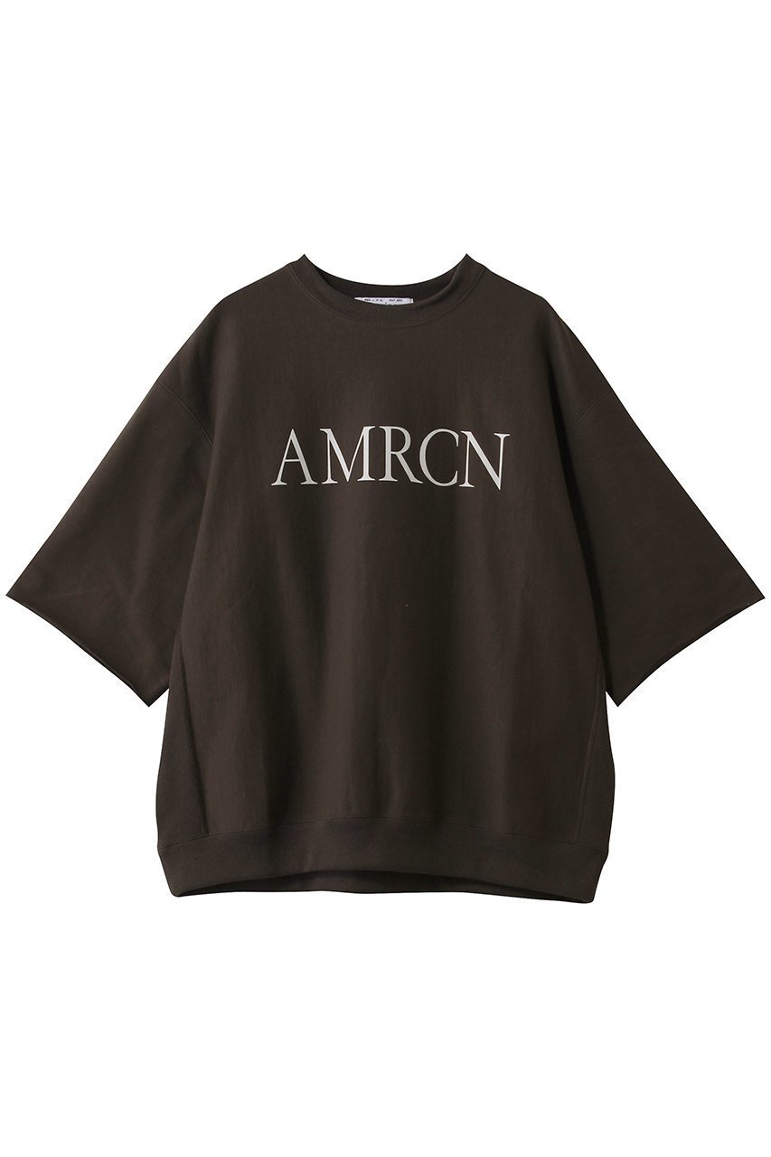 【アメリカーナ/Americana】の【ELLE SHOP限定】ハーフスリーブスウェット インテリア・キッズ・メンズ・レディースファッション・服の通販 founy(ファニー) 　ファッション　Fashion　レディースファッション　Fashion for Women　トップス・カットソー　Cut & Sew Tops　シャツ・ブラウス・オフィスカジュアル　Elegant Blouses & Button-Ups　レディースパーカー・カジュアルフーディー　Casual Hoodies & Sweatshirts　ロングTシャツ・Tシャツ　Longline T-Shirts & Tees　スウェット・クルーネックトップス　Sweatshirts & Crewnecks / Relaxed Fit Sweat Tops　カットソー・ベーシックTシャツ　Cut-and-Sewn Tops / Stretch Tees & Basics　おすすめ　Recommended / Our Picks　ショート　Short, Short Length　スリーブ　Sleeve, Long Sleeve / Short Sleeve　デニム　Denim, Jeans Material　バランス　Balance, Style Balance　フォルム　Silhouette, Form　フレア　Flare, Flared　プリーツ　Pleats, Pleated　ワイド　Wide, Wide Fit　ダークブラウン|ID: prp329100004904710 ipo3291000000036714579