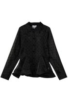 【ガニー/GANNI】のFlocked Organza ペプラム ドットシャツ 人気、トレンドファッション・服の通販 founy(ファニー) ファッション Fashion レディースファッション Fashion for Women トップス・カットソー Cut & Sew Tops シャツ・ブラウス・オフィスカジュアル Elegant Blouses & Button-Ups インナー Innerwear オケージョン Occasion Wear シアー Sheer, See-Through スリーブ Sleeve, Long Sleeve / Short Sleeve トレンド Trend, Trending Now ドット Polka Dot, Dot Pattern パーティ Party, Party Style フェミニン Feminine, Girly ペプラム Peplum, Flared Hem ロング Long, Long-Length thumbnail ブラック|ID: prp329100004904725 ipo3291000000036714713