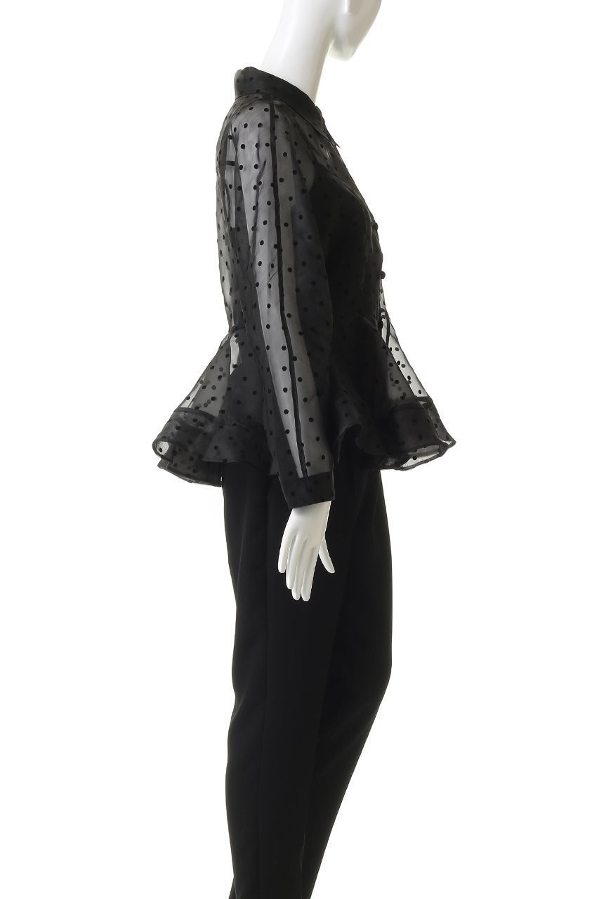 【ガニー/GANNI】のFlocked Organza ペプラム ドットシャツ 人気、トレンドファッション・服の通販 founy(ファニー) 　ファッション　Fashion　レディースファッション　Fashion for Women　トップス・カットソー　Cut & Sew Tops　シャツ・ブラウス・オフィスカジュアル　Elegant Blouses & Button-Ups　インナー　Innerwear　オケージョン　Occasion Wear　シアー　Sheer, See-Through　スリーブ　Sleeve, Long Sleeve / Short Sleeve　トレンド　Trend, Trending Now　ドット　Polka Dot, Dot Pattern　パーティ　Party, Party Style　フェミニン　Feminine, Girly　ペプラム　Peplum, Flared Hem　ロング　Long, Long-Length　other-3|ID: prp329100004904725 ipo3291000000036714715