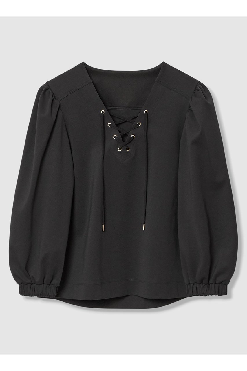 【アルアバイル/allureville】の【LOULOU WILLOUGHBY】モックロディレースアップマリンプルオーバー インテリア・キッズ・メンズ・レディースファッション・服の通販 founy(ファニー) ファッション Fashion レディースファッション Fashion for Women トップス・カットソー Cut & Sew Tops シャツ・ブラウス・オフィスカジュアル Elegant Blouses & Button-Ups ロングTシャツ・Tシャツ Longline T-Shirts & Tees カジュアルプルオーバー・ニットトップス Pullovers & Knit Tops / Casual Pullovers カットソー・ベーシックTシャツ Cut-and-Sewn Tops / Stretch Tees & Basics ギャザー Gathered, Ruffled グログラン Grosgrain, Grosgrain Ribbon スピンドル Spindle, Drawcord スリット Slit, Slit Detail スリーブ Sleeve, Long Sleeve / Short Sleeve トレンド Trend, Trending Now フォルム Silhouette, Form ヨーク Yoke, Yoke Design ロング Long, Long-Length エレガント 上品 Elegant ブラック|ID: prp329100004904728 ipo3291000000036714737