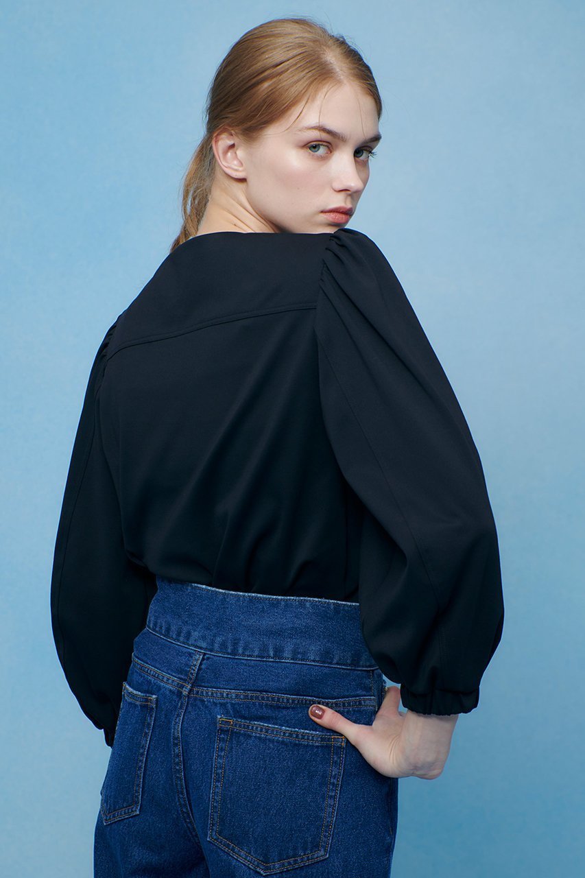 【アルアバイル/allureville】の【LOULOU WILLOUGHBY】モックロディレースアップマリンプルオーバー 人気、トレンドファッション・服の通販 founy(ファニー) ファッション Fashion レディースファッション Fashion for Women トップス・カットソー Cut & Sew Tops シャツ・ブラウス・オフィスカジュアル Elegant Blouses & Button-Ups ロングTシャツ・Tシャツ Longline T-Shirts & Tees カジュアルプルオーバー・ニットトップス Pullovers & Knit Tops / Casual Pullovers カットソー・ベーシックTシャツ Cut-and-Sewn Tops / Stretch Tees & Basics ギャザー Gathered, Ruffled グログラン Grosgrain, Grosgrain Ribbon スピンドル Spindle, Drawcord スリット Slit, Slit Detail スリーブ Sleeve, Long Sleeve / Short Sleeve トレンド Trend, Trending Now フォルム Silhouette, Form ヨーク Yoke, Yoke Design ロング Long, Long-Length エレガント 上品 Elegant other-8|ID: prp329100004904728 ipo3291000000036714744