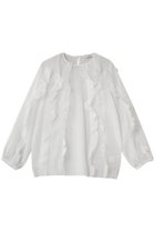 【ジェイドット/j.】の強撚オーガンジー フリルブラウス 人気、トレンドファッション・服の通販 founy(ファニー) ファッション Fashion レディースファッション Fashion for Women トップス・カットソー Cut & Sew Tops シャツ・ブラウス・オフィスカジュアル Elegant Blouses & Button-Ups アシンメトリー Asymmetrical Style オーガンジー Organza Fabric スリーブ Sleeve, Long Sleeve / Short Sleeve フリル Frill, Ruffle ロング Long, Long-Length thumbnail ホワイト|ID: prp329100004904733 ipo3291000000036714784