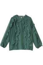 【ジェイドット/j.】の強撚オーガンジー フリルブラウス 人気、トレンドファッション・服の通販 founy(ファニー) ファッション Fashion レディースファッション Fashion for Women トップス・カットソー Cut & Sew Tops シャツ・ブラウス・オフィスカジュアル Elegant Blouses & Button-Ups アシンメトリー Asymmetrical Style オーガンジー Organza Fabric スリーブ Sleeve, Long Sleeve / Short Sleeve フリル Frill, Ruffle ロング Long, Long-Length thumbnail グリーン|ID: prp329100004904733 ipo3291000000036714786